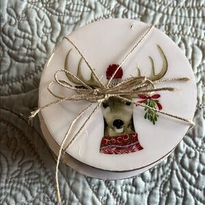 Festive White Reindeer Holiday Coasters